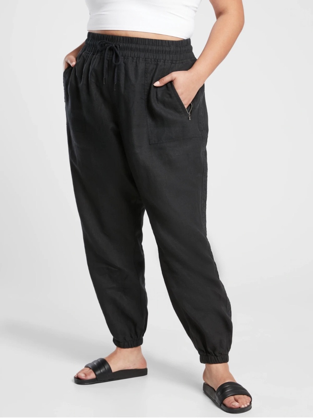 Athleta Cabo Linen Jogger Pant, BLACK
